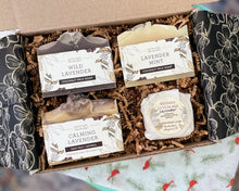 Load image into Gallery viewer, Lavender Soap Gift Box - Three Soaps + Lavender Lotion Bar
