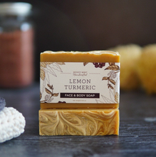 Load image into Gallery viewer, Lemon Turmeric Face Soap with Carrot Juice
