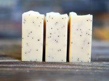 Load image into Gallery viewer, Lemon Scrub Soap with Poppy Seeds, Exfoliating Soap, Natural, Palm Free, Vegan
