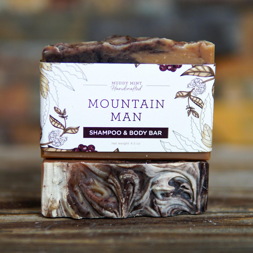 Mountain Man Shampoo & Body Soap, Woodsy Scent, Exfoliating – Muddy Mint